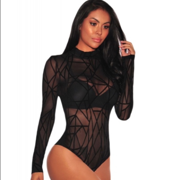 Tops - Black Mesh Bodysuit